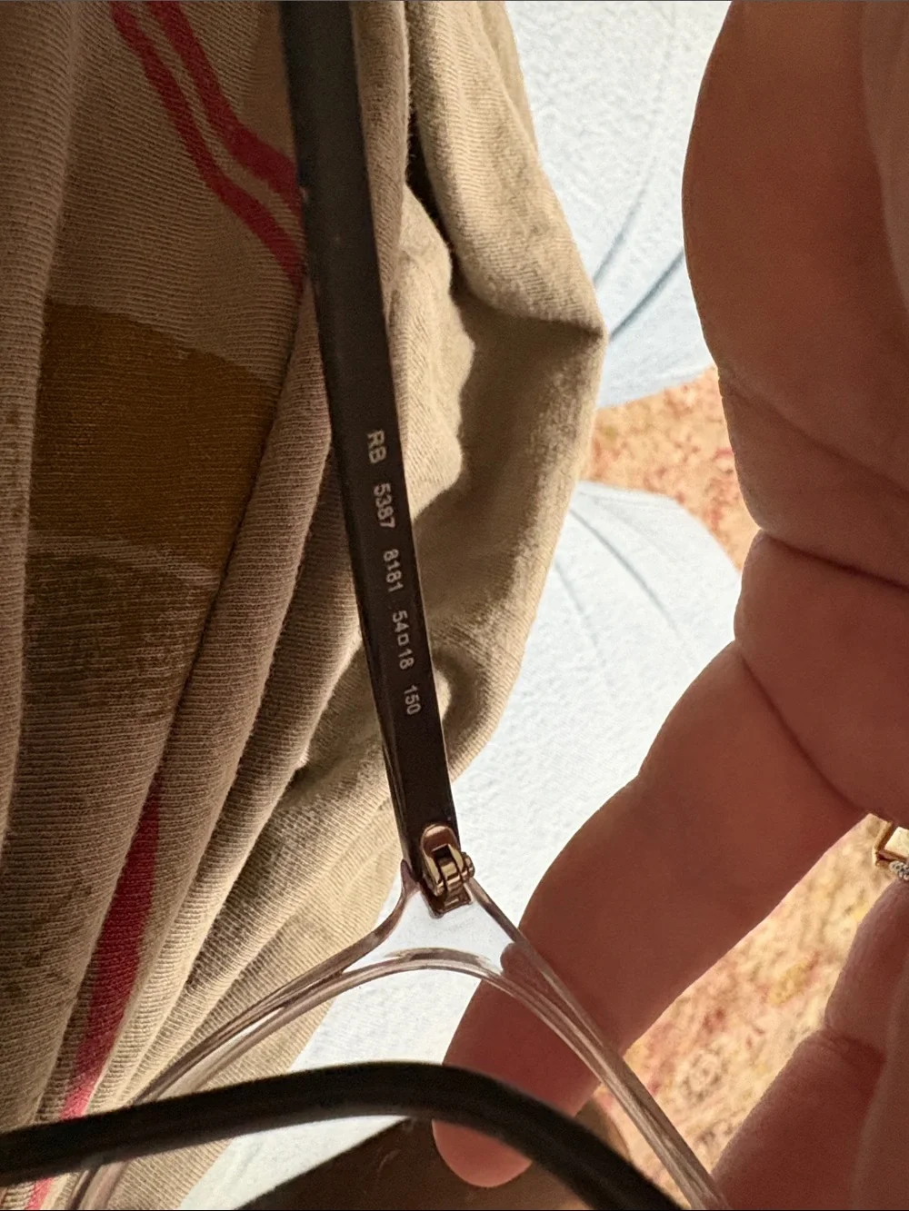 Ray-Ban Clear prescription Frame Glasses with Gray Temples and black Case